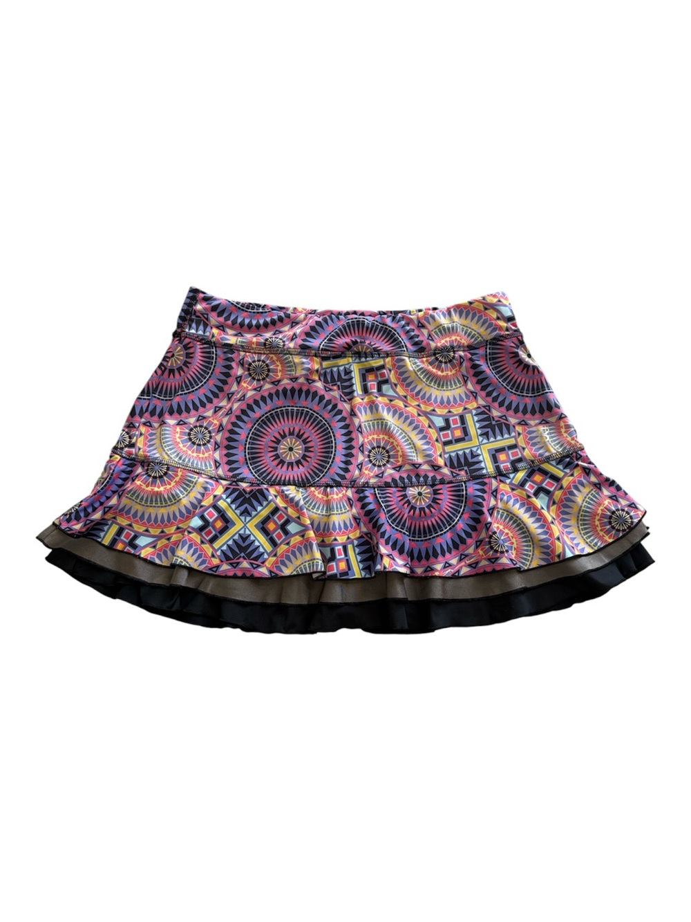 SOFIBELLA Geometric Print Ruffled Tennis Skirt/skort - Multicolor Large